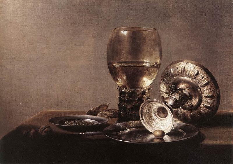 Still-life with Wine Glass and Silver Bowl dsf, CLAESZ, Pieter